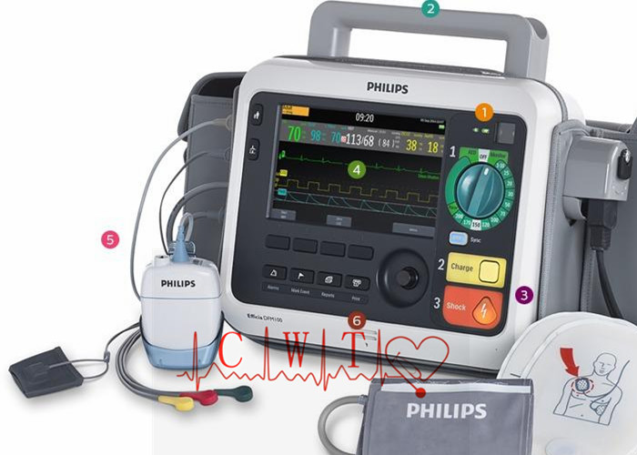 5 وصلات 105db Icu تستخدم آلة إزالة الرجفان المستخدمة لصدمة القلب